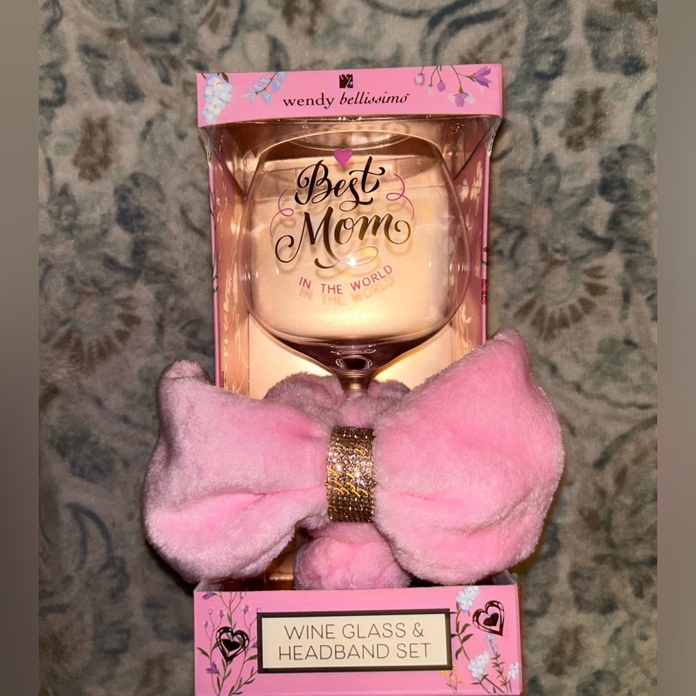 Mothers Day Wine glass & Spa Headband